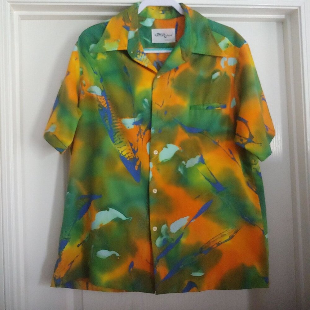 Tori Richards Honolulu Aloha Bright Tropical Hawaiian Surf Luau Button Shirt L